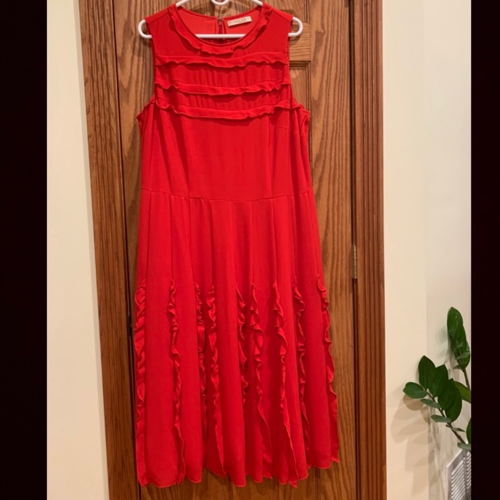 EShakti Wayward Fancies 18W red sleeveless midi dress